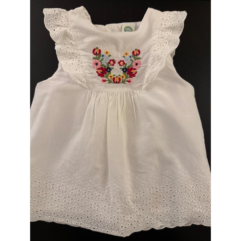 Little Me Baby Eyelet‎ Top Toddler Girls 24m White Sleeveless Embroidered Floral